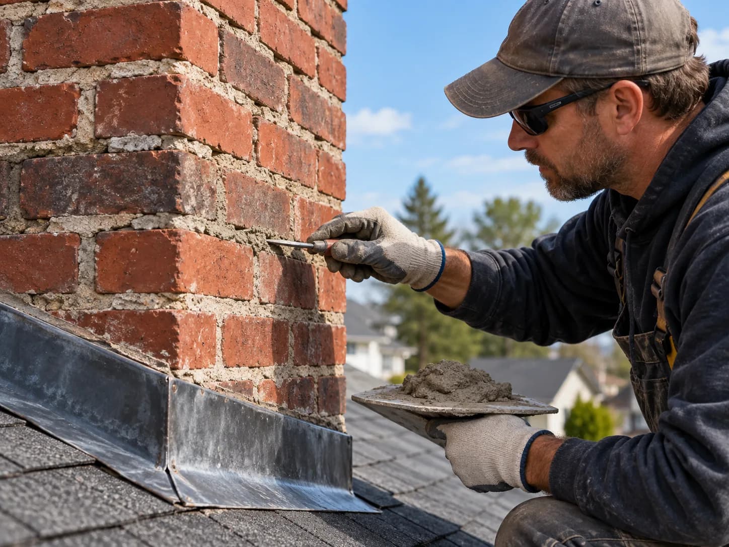 AI illustration for chimney leak diagnosis & water protection